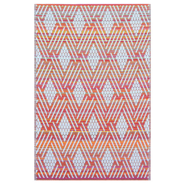 Lavish Touch Taksha Plastic Orange Dawn/White Machine Washable Indoor